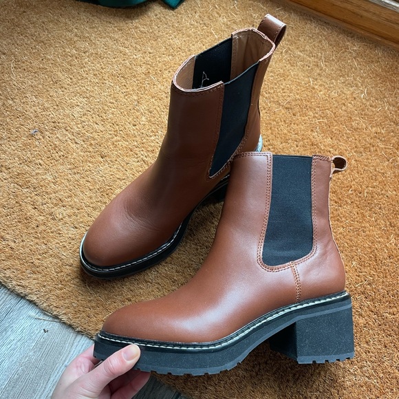 NEW Sz 6 Madewell Carina Platform Chelsea Boot Dried Maple - Picture 6 of 10